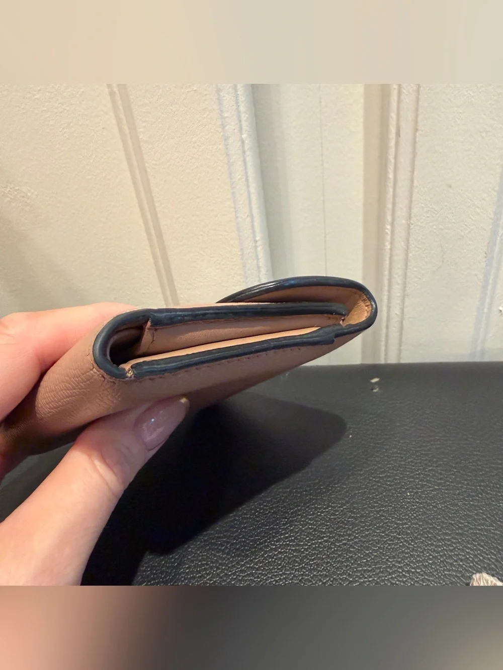 CHRISTIAN DIOR Saddle Lotus Leather Wallet Mauve/Tan COA